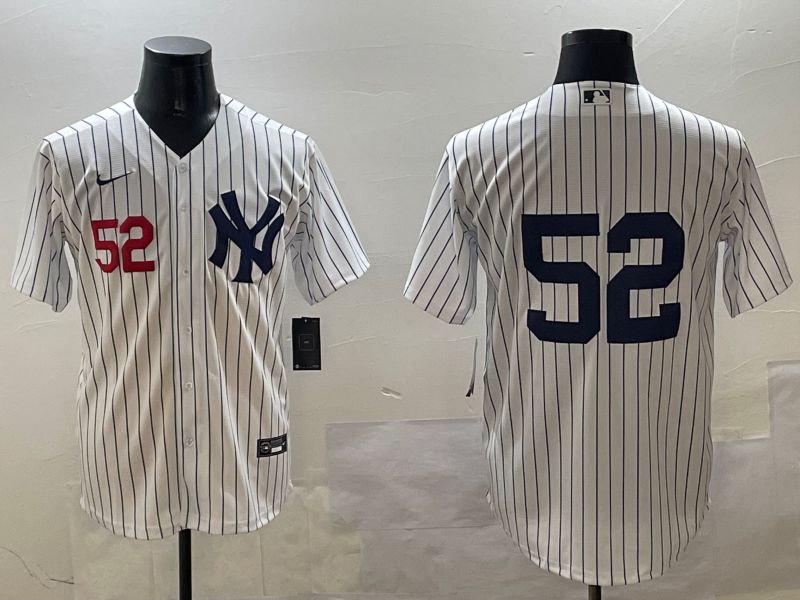 Men New York Yankees #52 No Name White Stripe Game 2025 Nike MLB Jersey style 1->new york yankees->MLB Jersey